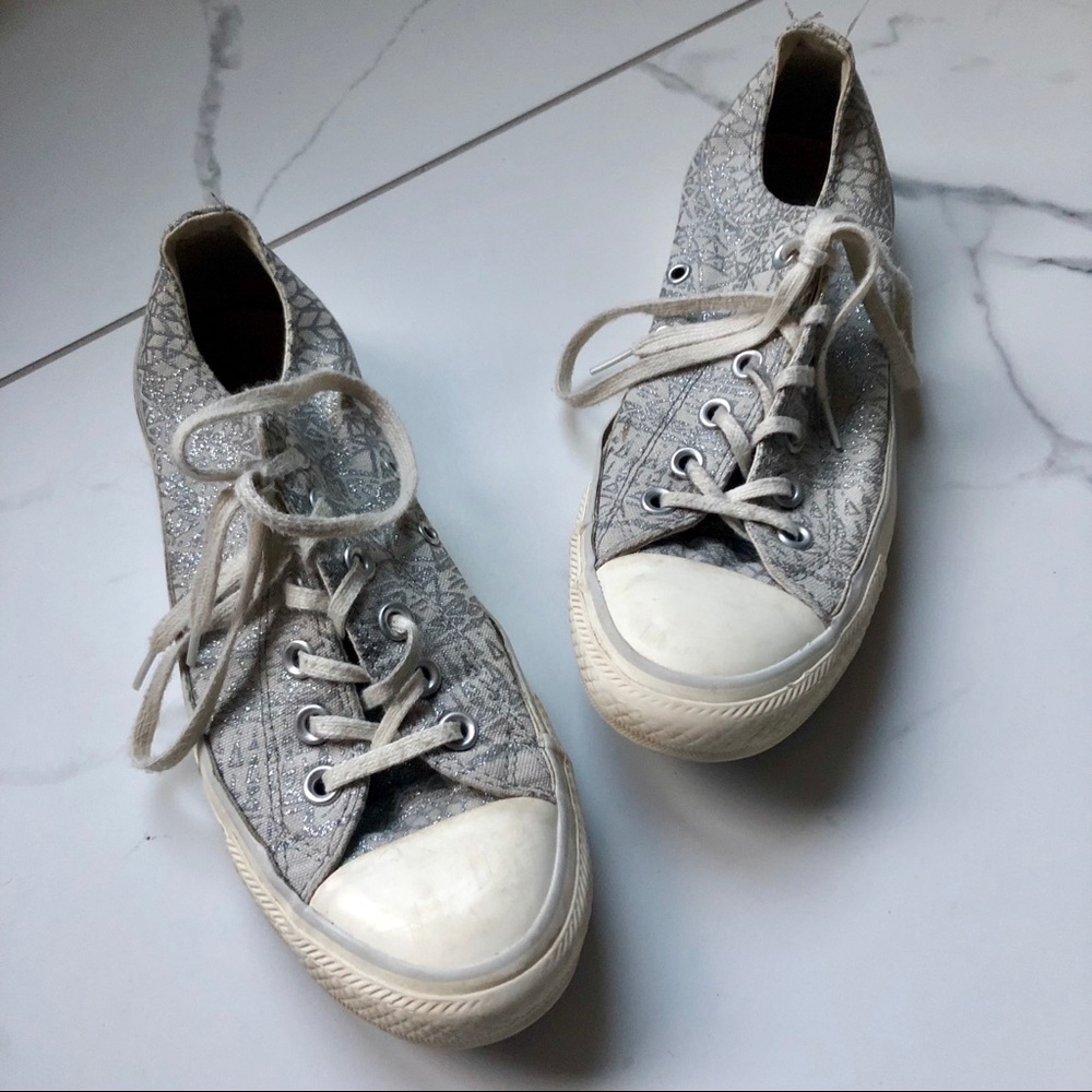 Converse All Star Gray Silver Print - Picture 1 of 10